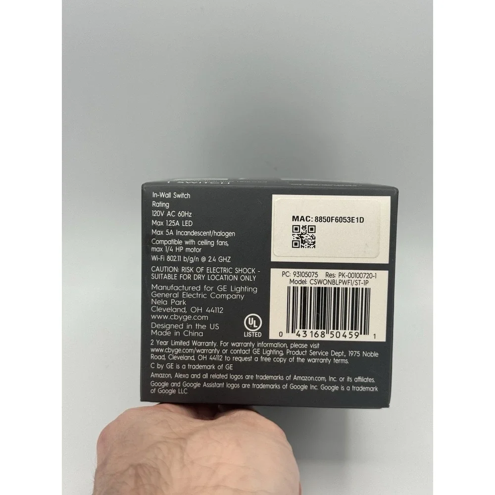C by GE 4-Wire On/Off Paddle Style Smart Wi-Fi In-Wall Switch